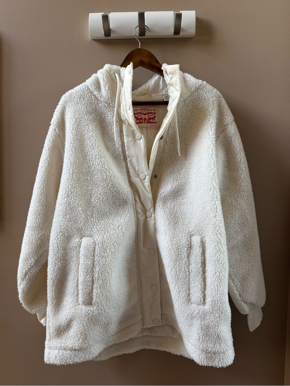 Levi's Off-White Sherpa Hooded Jacket